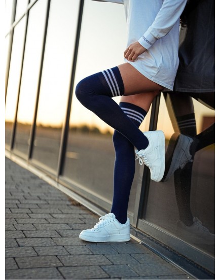 Ilgos Kojinės Su Dryžuotomis Juostelėmis Milena Striped Welt Ilgos Kojinės Su Dryžuotomis Juostelėmis Milena Striped Welt